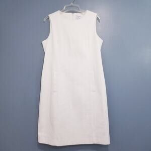 Antoni & Alison White Waffle Weave Cotton Textured Shift Dress Sleeveless